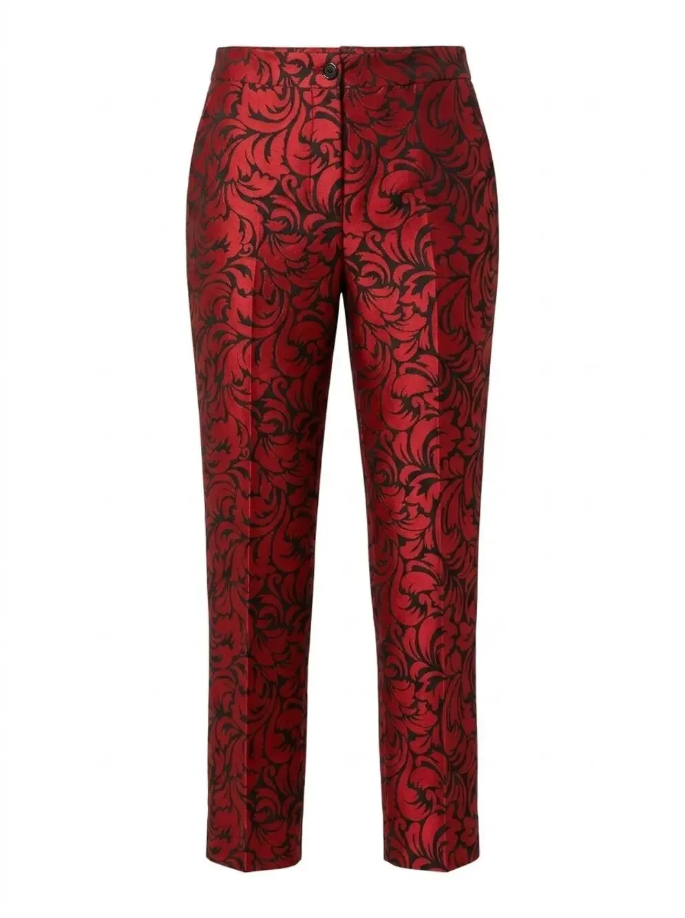 NWT Kate Spade Rose Jacquard Red Straight Leg Floral Pants Women Size 2